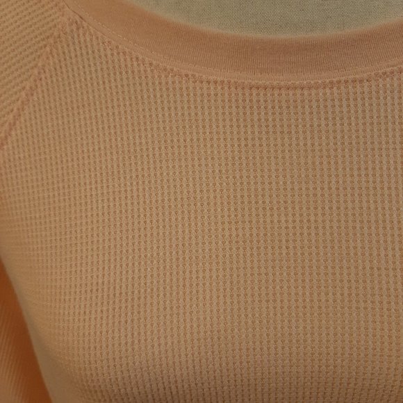 Double Zero Peach Cropped Waffle Long-Sleeve Top (Large) - Picture 2 of 7